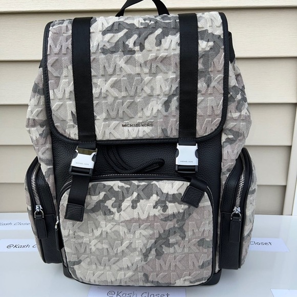 Michael Kors Backpack Cooper Logo Denim Backpack Utility Rucksack Black - Picture 3 of 12